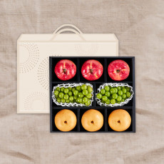[기품맛담] 사과/배/샤인 혼합 선물세트 3kg 8과 (사과3과/배3과/샤인머스켓2송이)